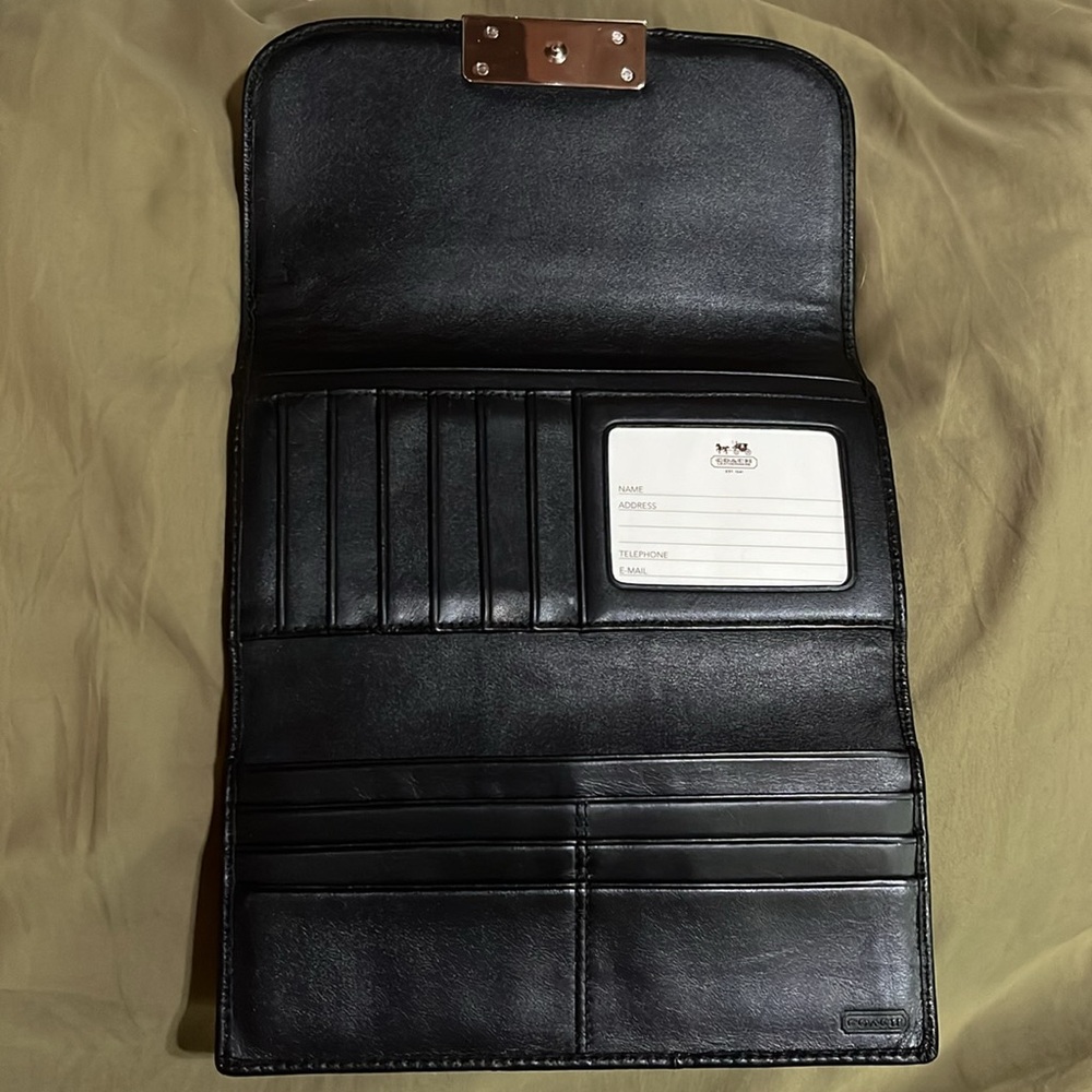 Coach Black Leather Wallet with Silver Accent - Picture 3 of 10